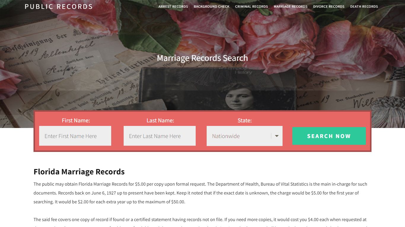 Florida Marriage Records | Enter Name and Search. 14Days Free