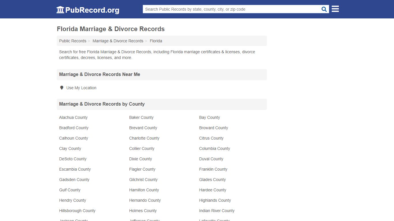 Free Florida Marriage & Divorce Records - PubRecord.org